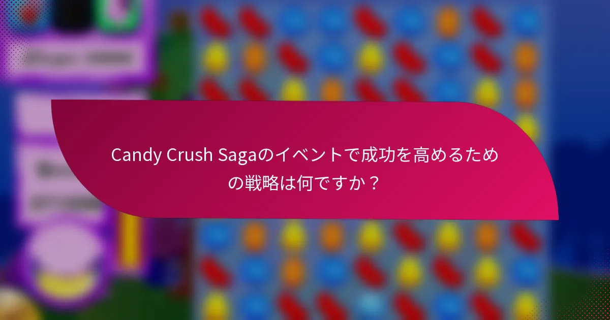 Candy Crush Sagaのイベントで成功を高めるための戦略は何ですか？